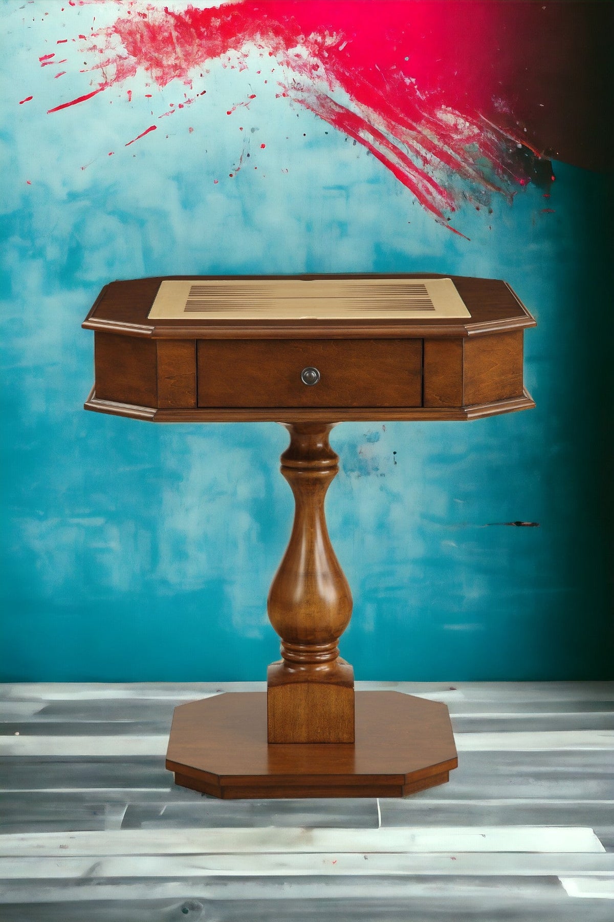 Bishop Cherry Finish Reversible Chess Checker Game Table