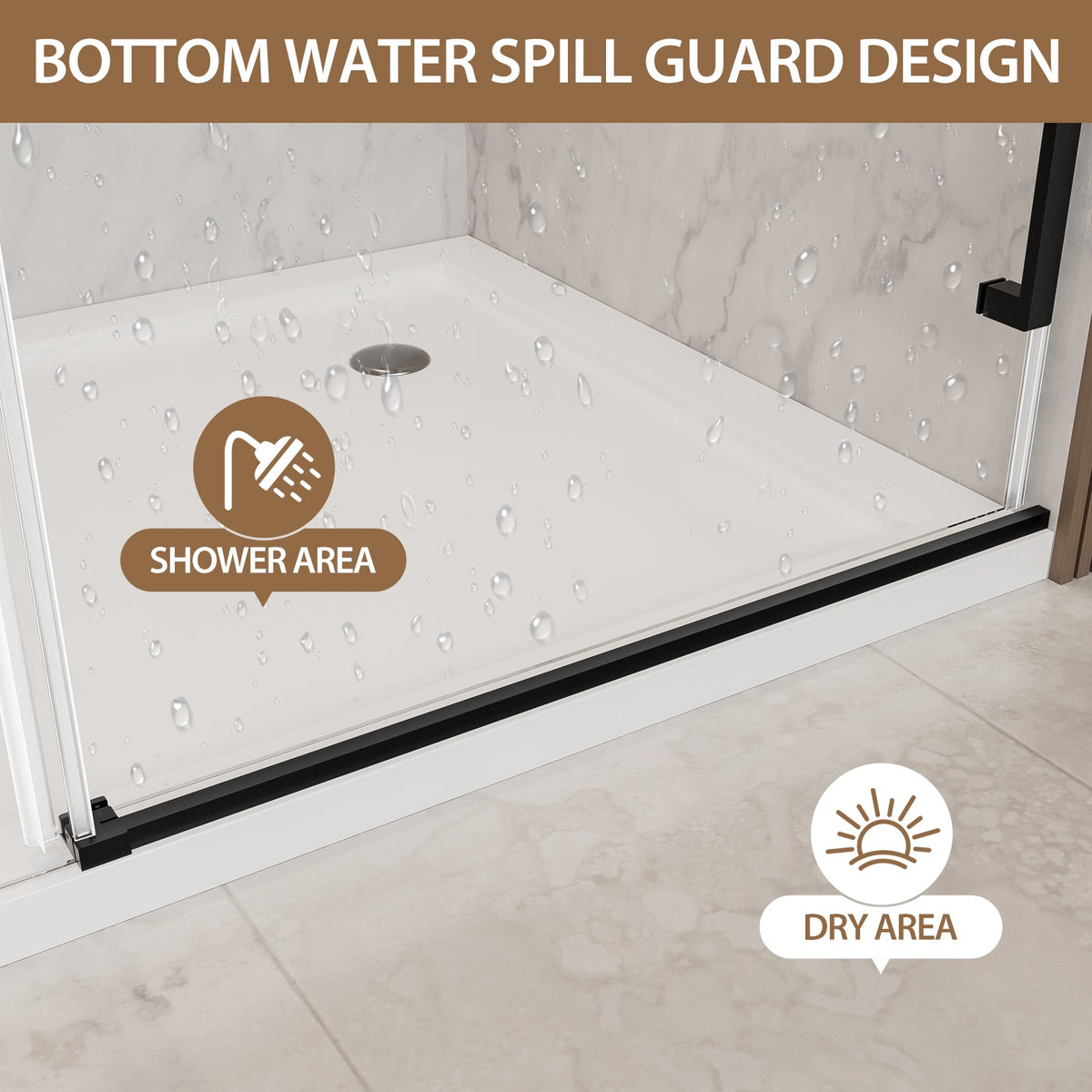 Matte Frameless Sliding Shower Door 56"-60" W x 75" H