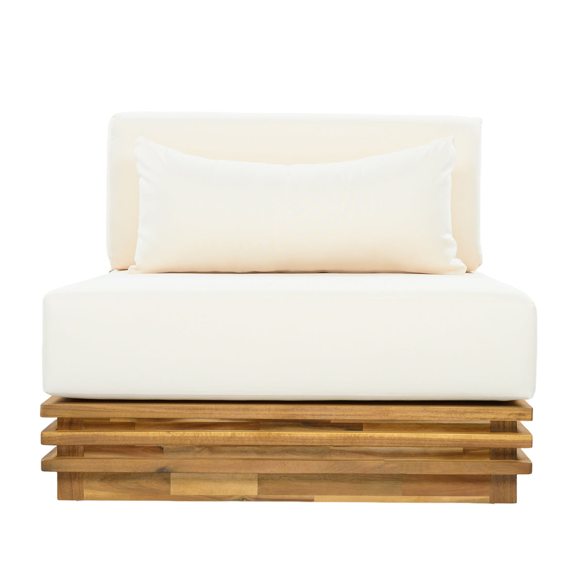 Oversized Outdoor Club Chair with Acacia Wood Frame