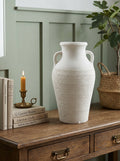 Rustic White Terracotta Tall Vase