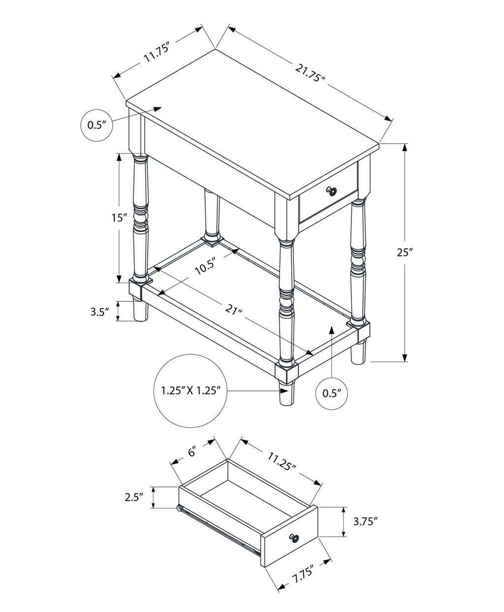 2 Tier Accent Table with Storage Drawer