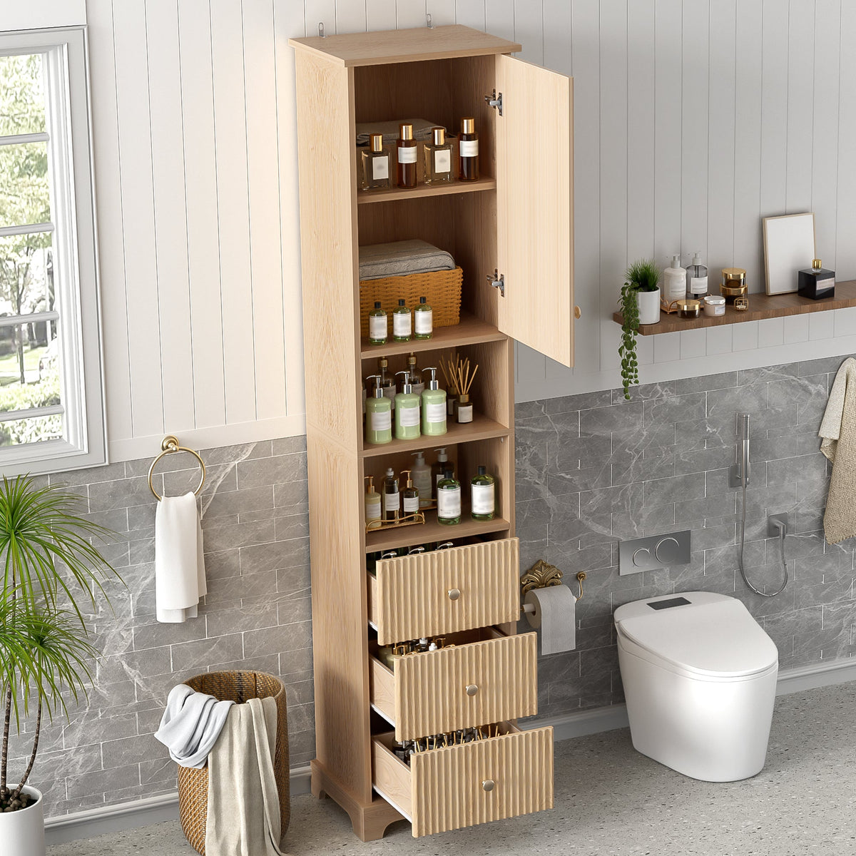 67.7" Tall Freestanding Bathroom Cabinet