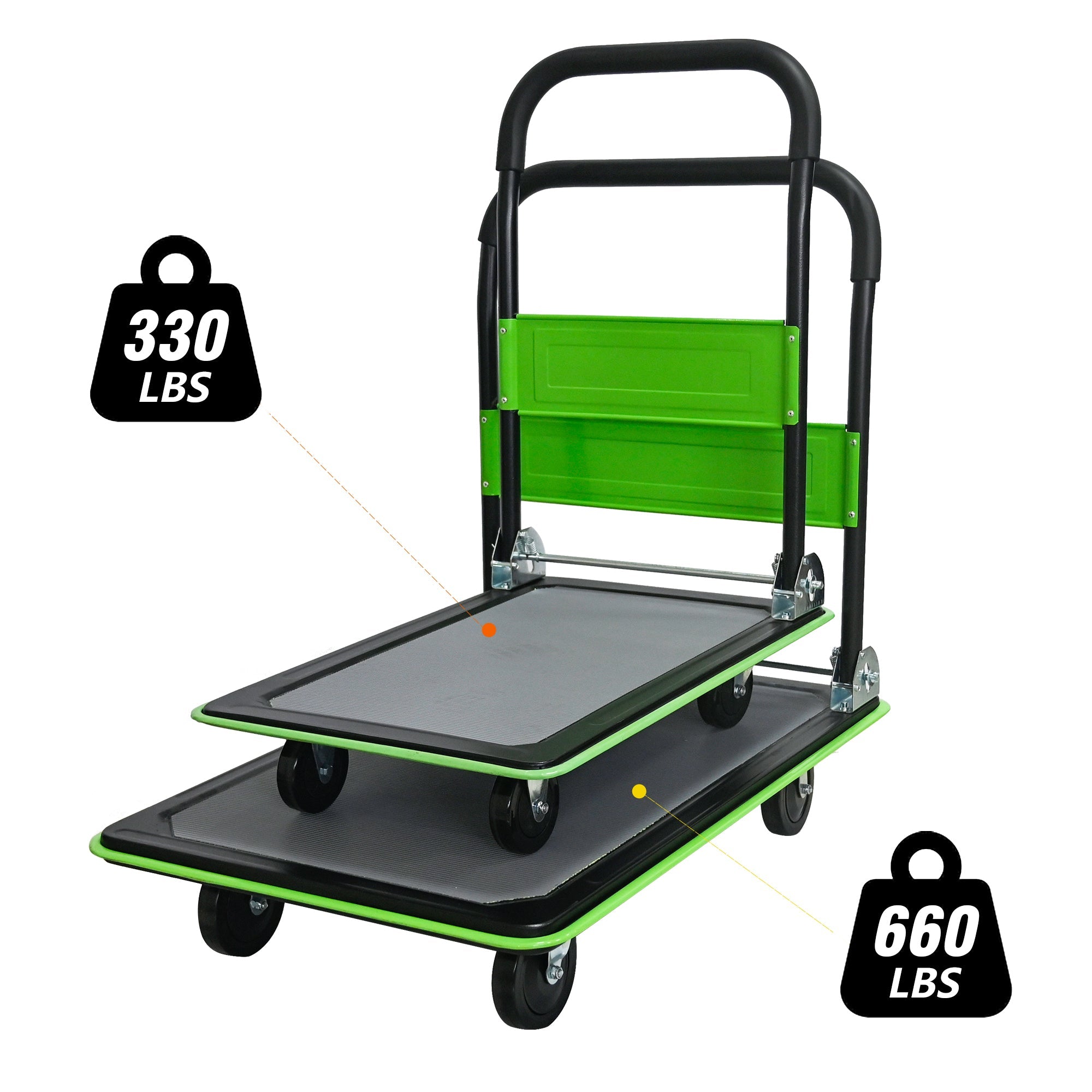 Flatbed Cart with 330lbs Heavy Duty Capacity