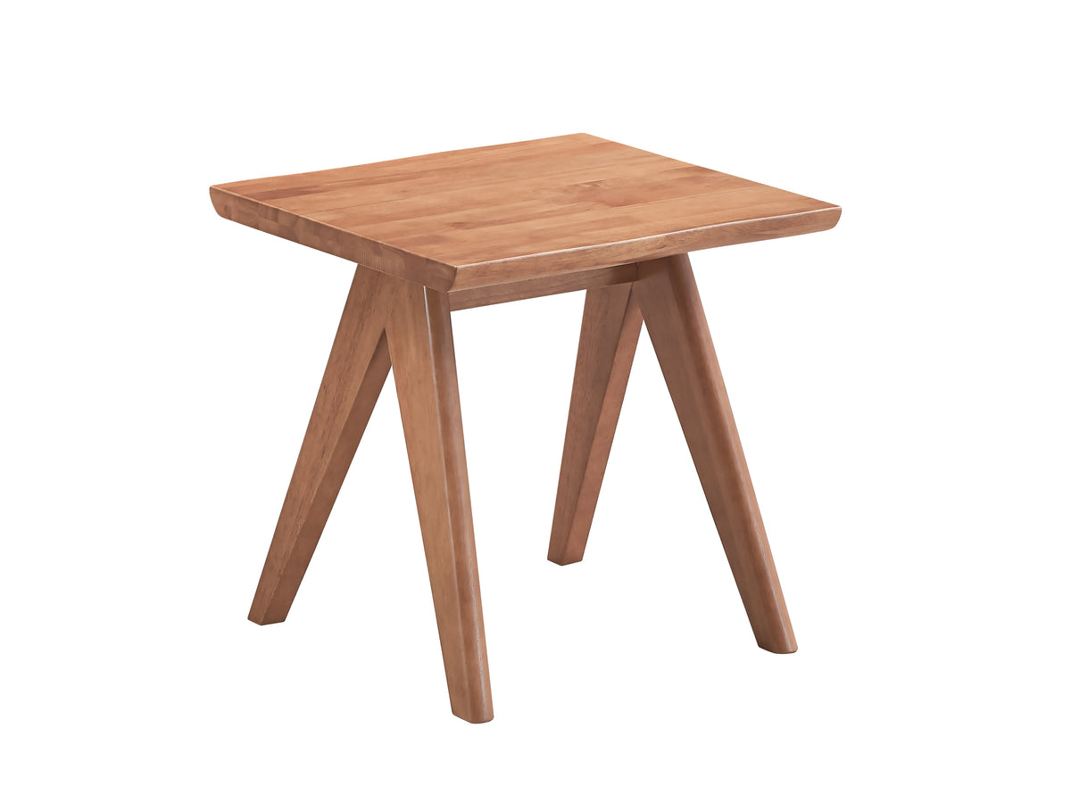 Natural Wood Armchair and Matching Square End Table, 2-Piece Living Room Set