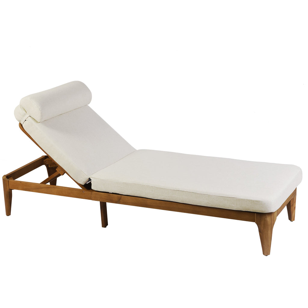 TOPMAX Acacia Wood Chaise Lounge - Outdoor Sun Lounge Chair