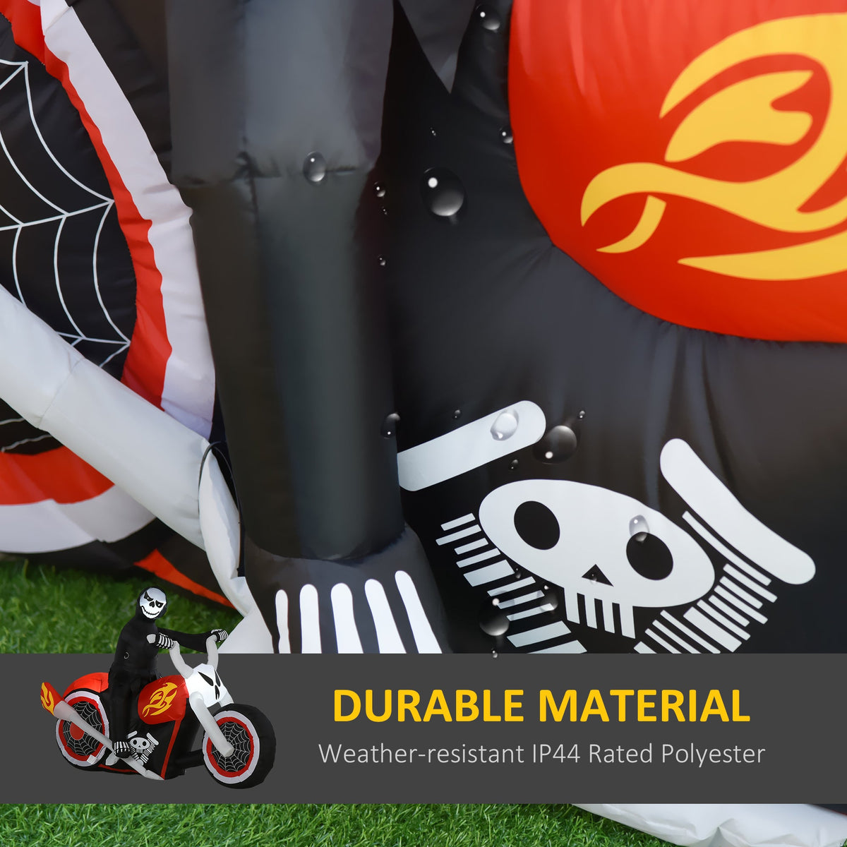 HOMCOM 6' Halloween Inflatable Ghost Biker Decoration