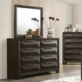 Transitional Dresser With Mirror Beveled Bracket Feet Metal Handles