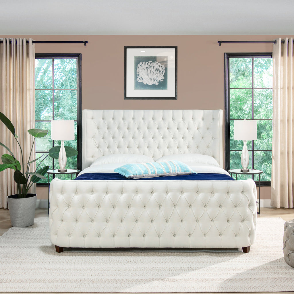 Brooklyn King Tufted Panel Bed Headboard and Footboard Set, Antique