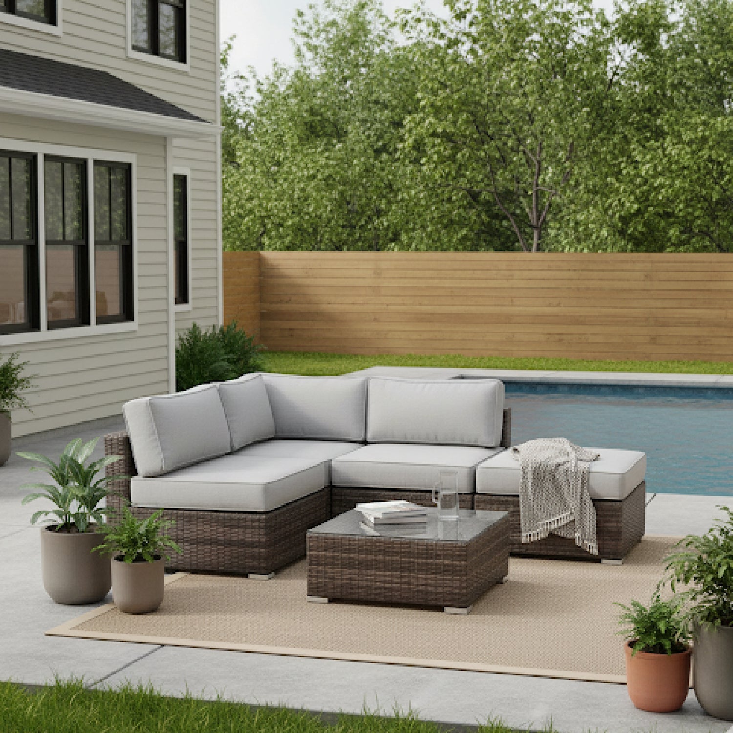 Fully Assembled 3-Piece Wicker Seating Group with Plush Cushions