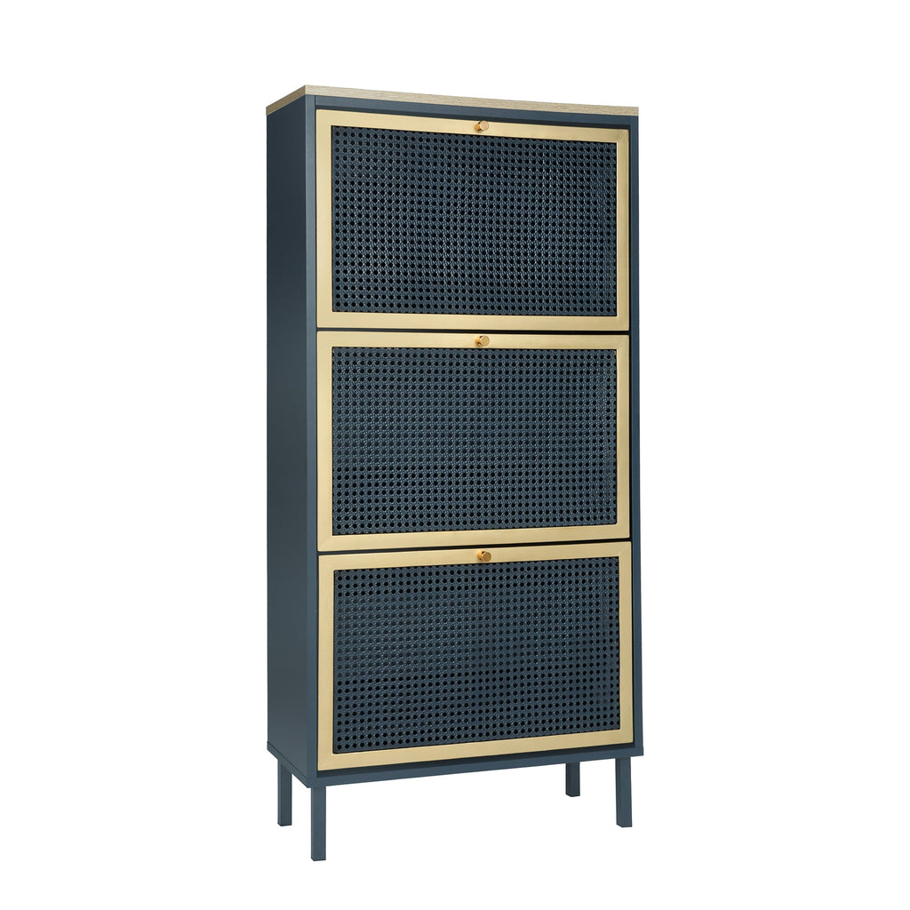 3 Metal Door Shoe Rack - Freestanding Modern Shoe Storage Cabinet