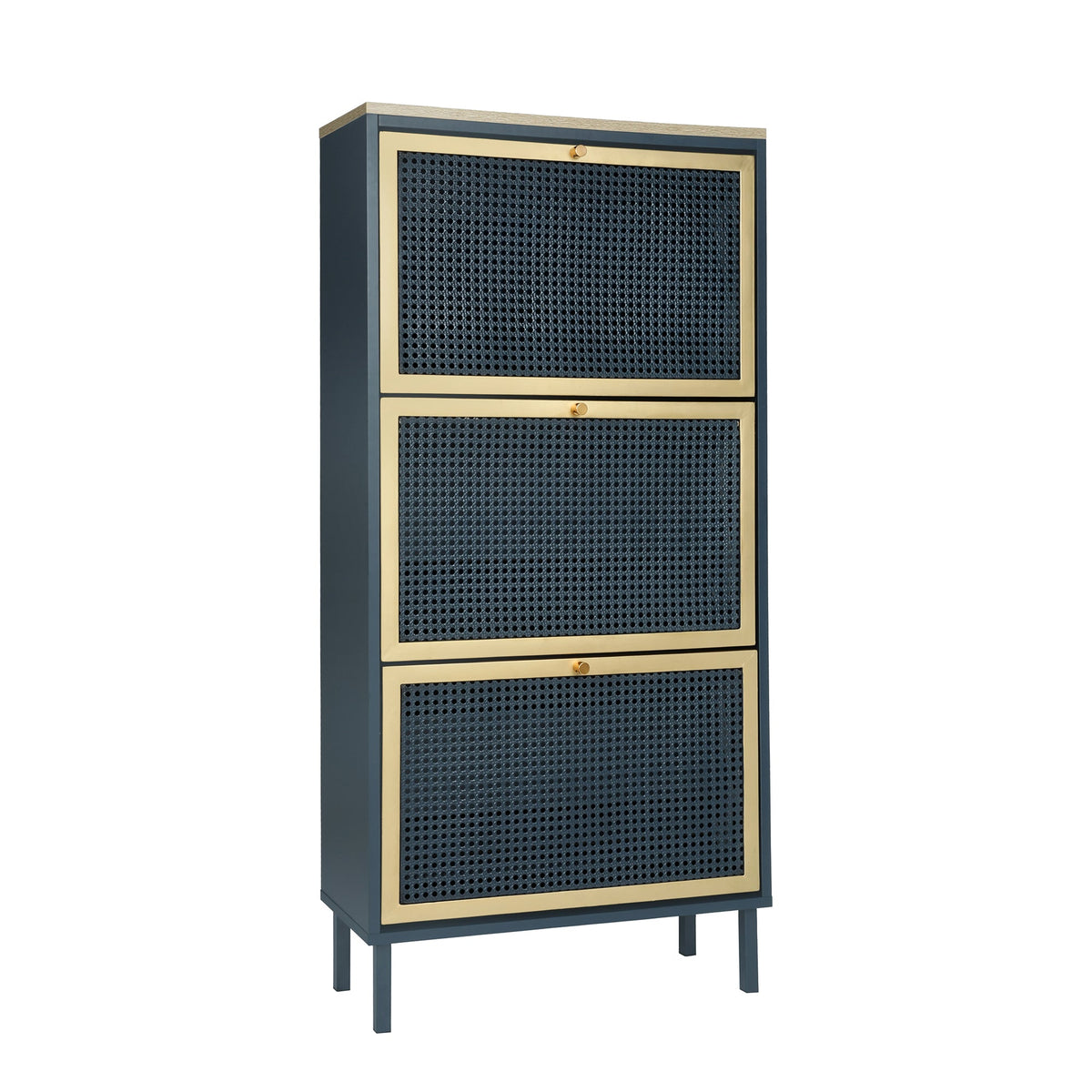 3 Metal Door Shoe Rack - Freestanding Modern Shoe Storage Cabinet