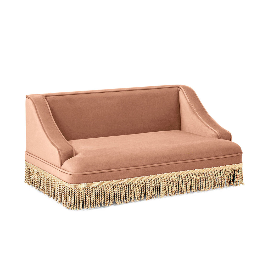 Duchess 33" Medium Princess Pet Bed Sofa with Fringe Skirt, Peach