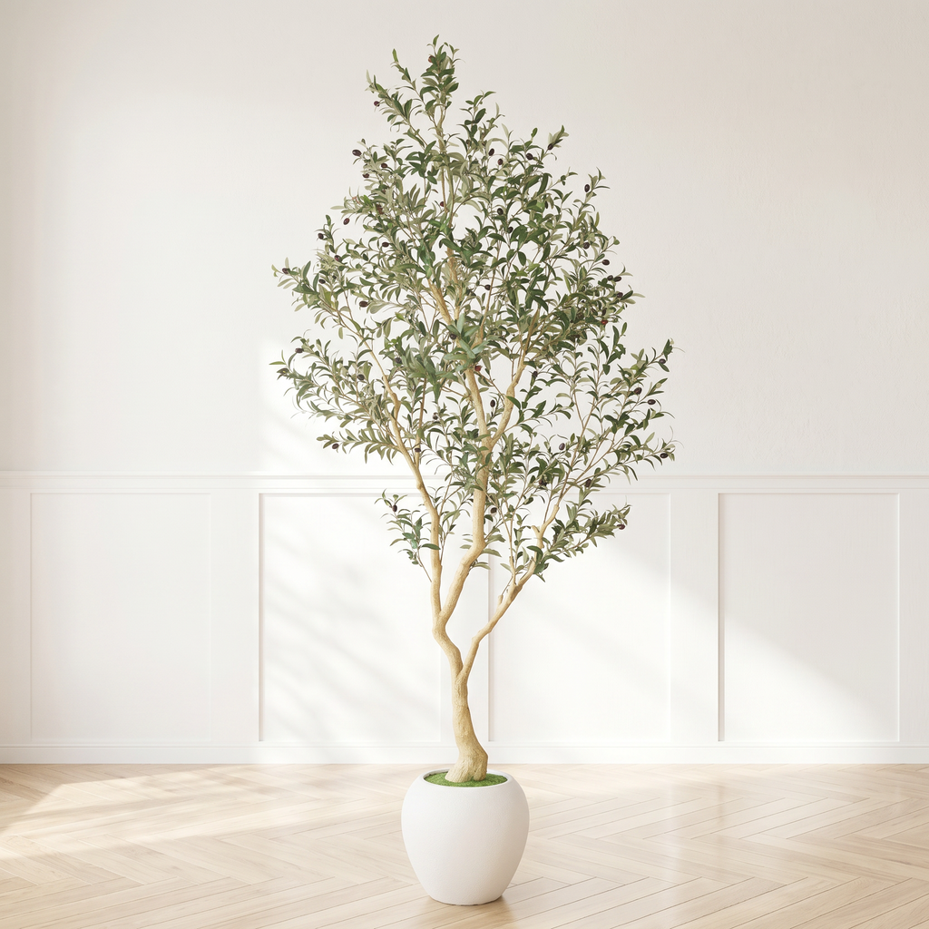 8.2FT Artificial Olive Tree With Big Decorative Planter