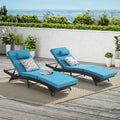 Outdoor Wicker Long Reclining Chair Set of 2