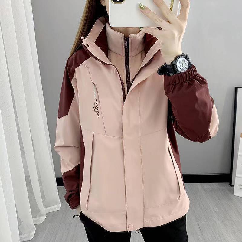 Outdoor Two-piece Windproof 3-in-1 Jacket, Plus-size