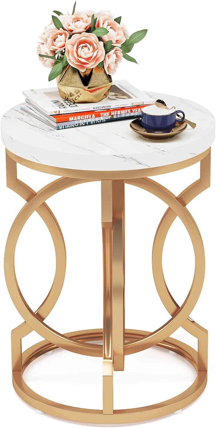 20” Round End Table with Faux Marble Top