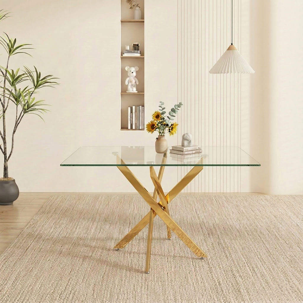 47.24" Rectangular Glass Dining Table