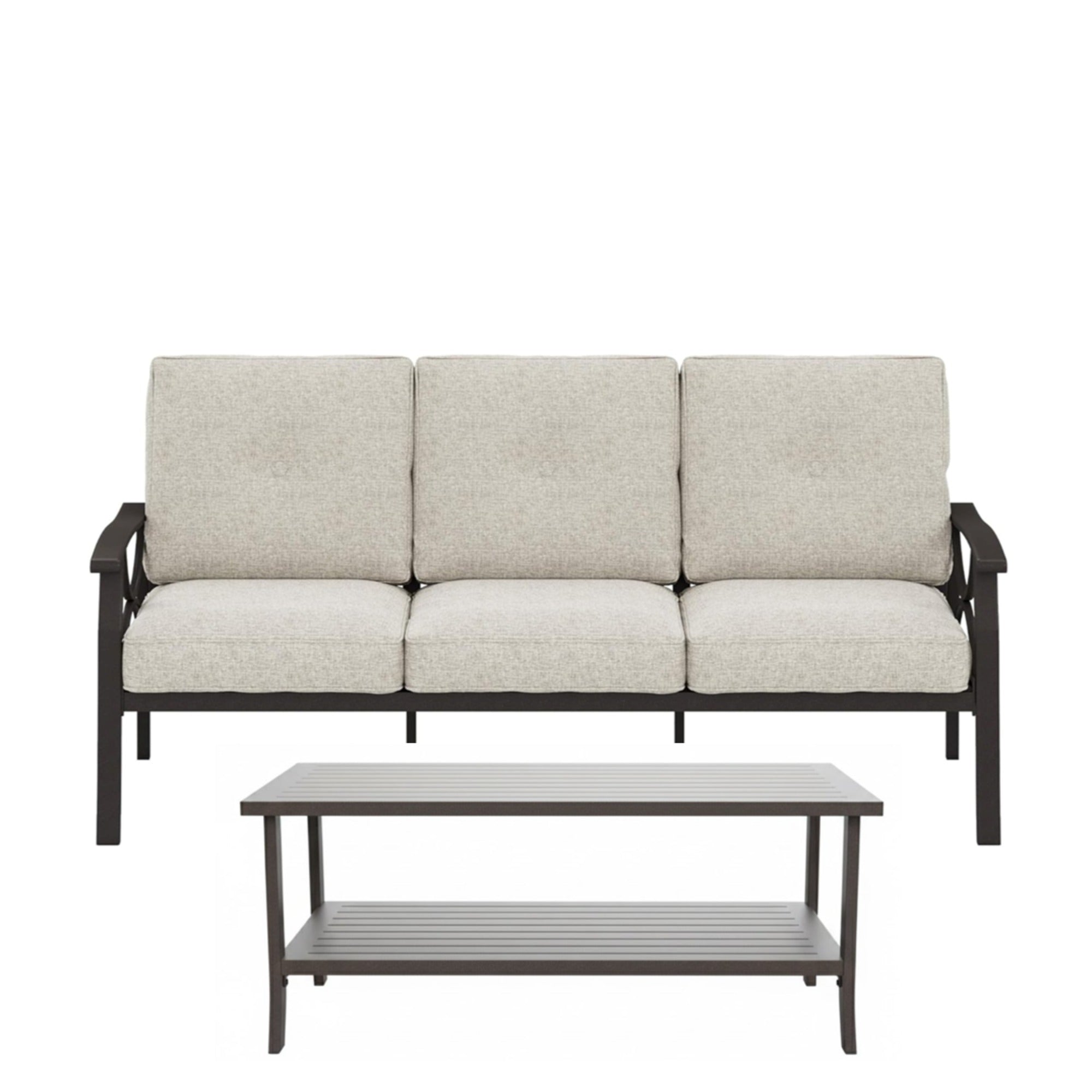 5-Piece Metal Patio Furniture Set, 5-Seat All-Weather Conversation Sofa