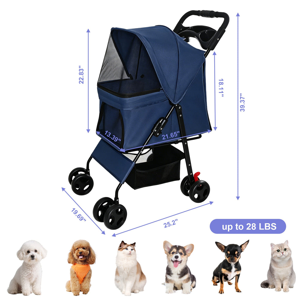 Foldable Pet Stroller for Small Dogs and Cats