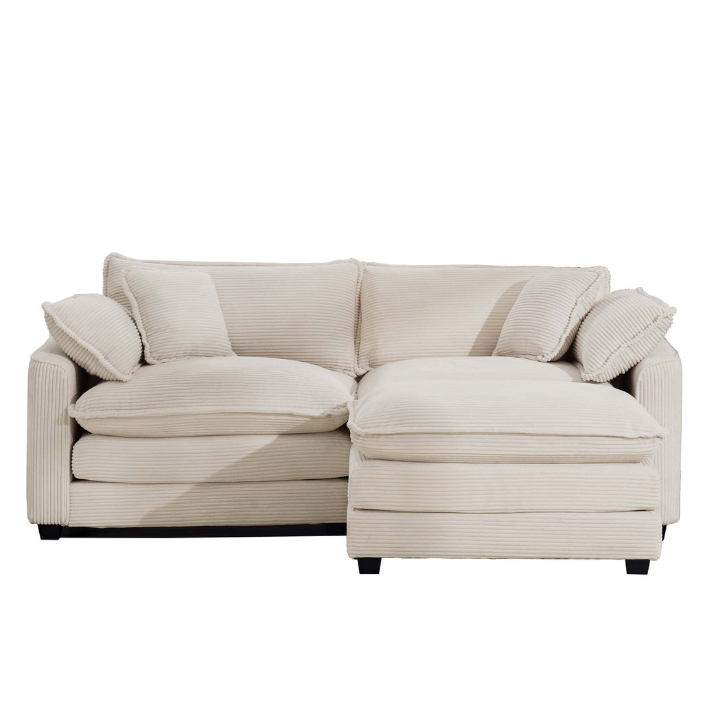 Corduroy Two-Seater Sofa with 1 Footrest