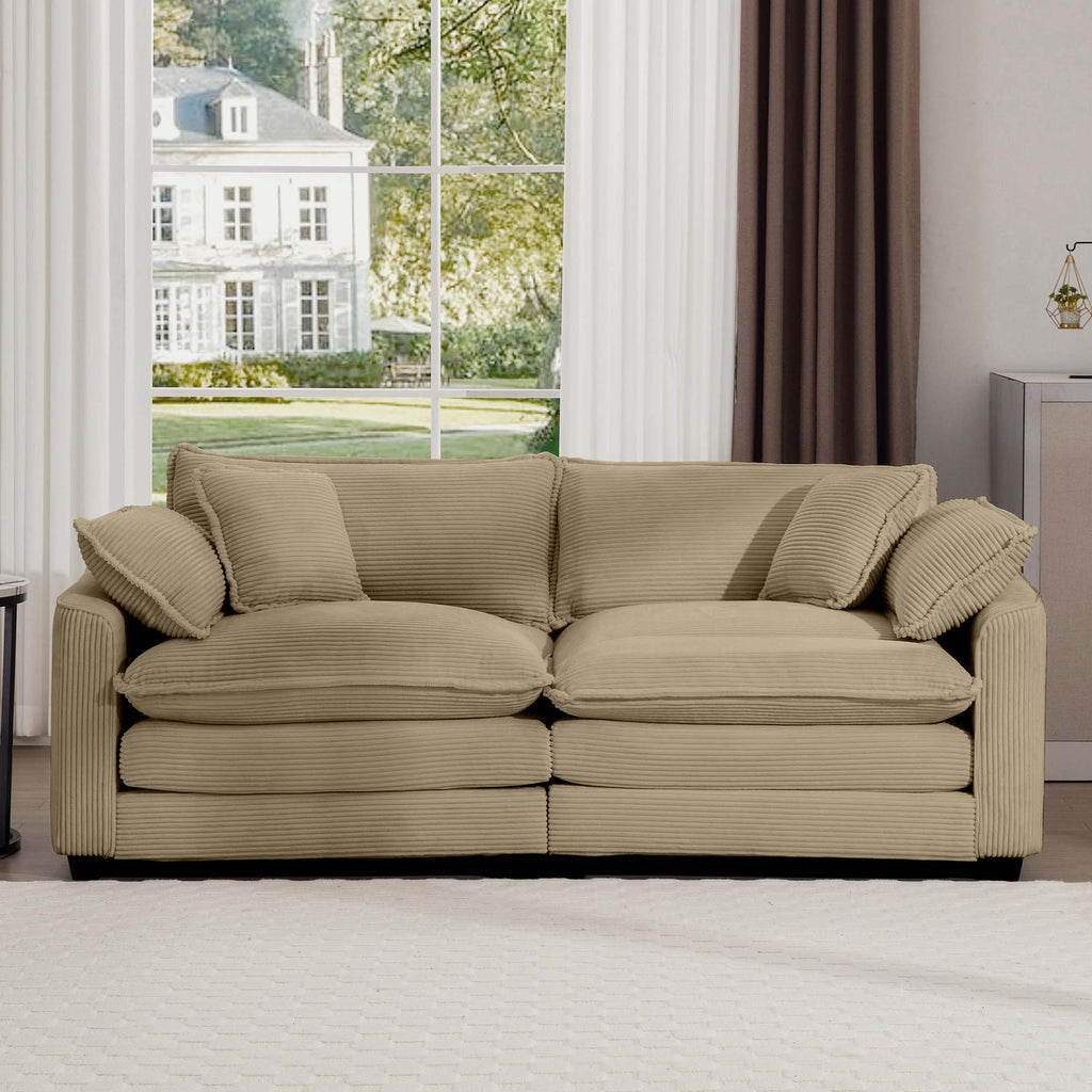 Modern Fabric Living Room Sofa with 4 Pillows