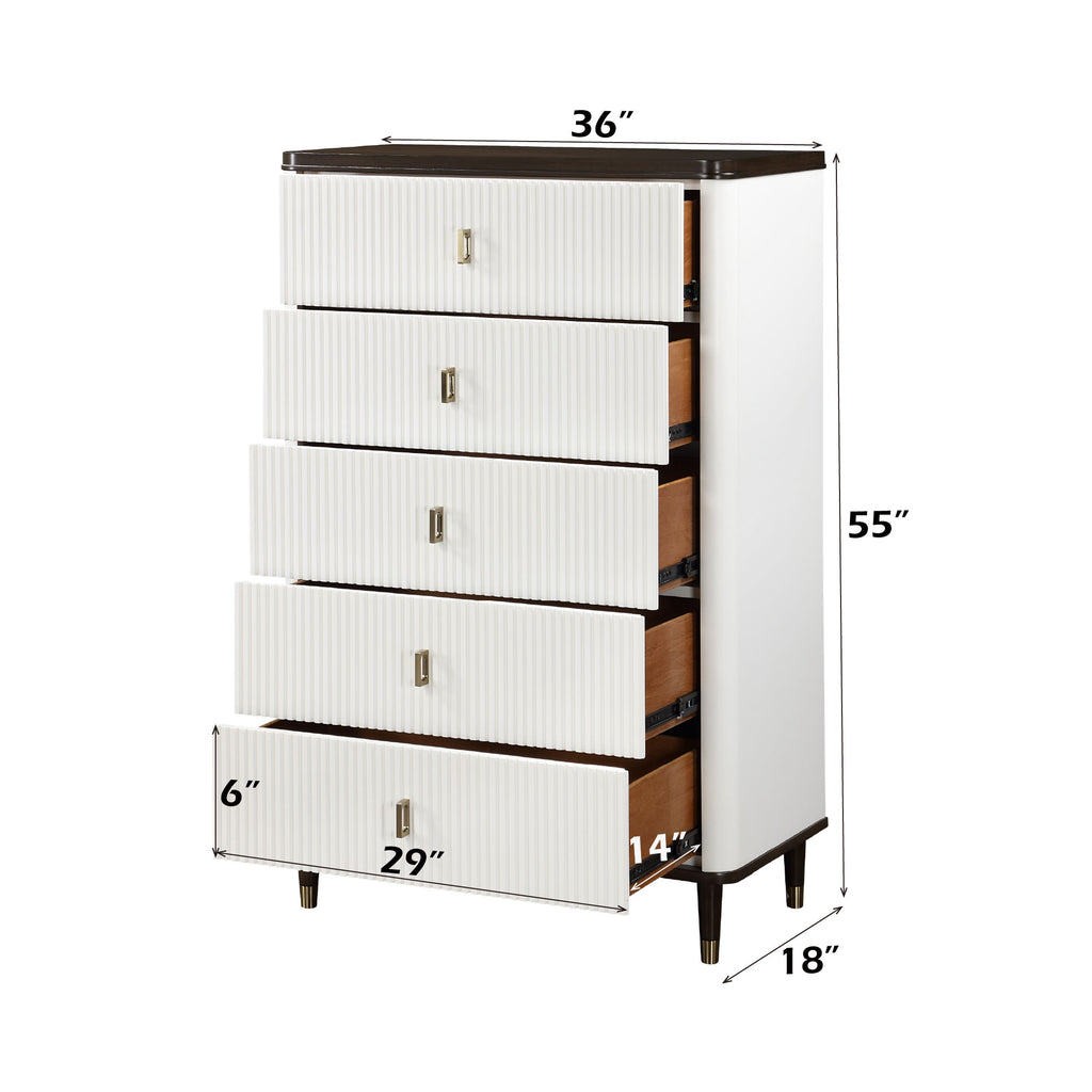 Carena 5-Piece Bedroom Set (E.King, Dresser, Chest, Mirror, Nightstand)