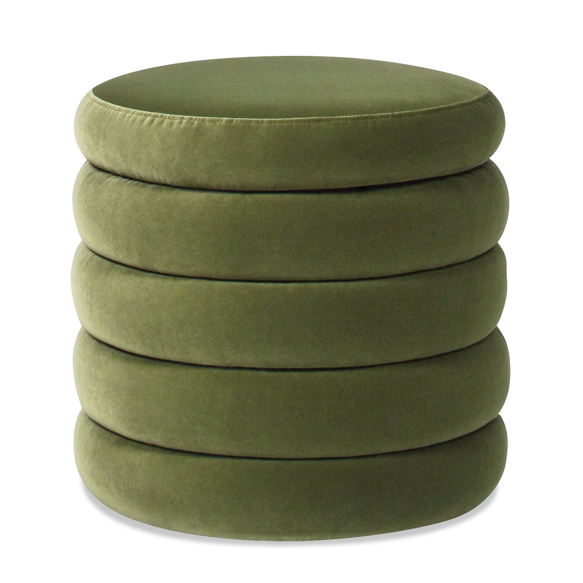Fuji 19" Oversized Round Storage Ottoman, Olive