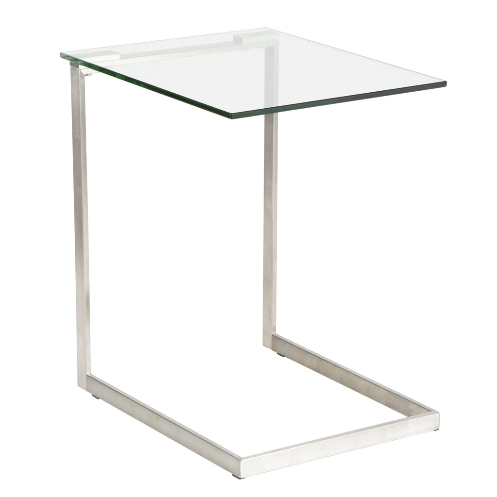 Zenn Contemporary End Table with Clear Glass