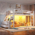 Twin Over Twin Bunk Bed with Storage Shelves and LED Lights