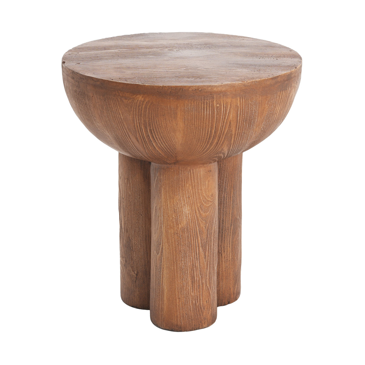 Iris Outdoor Patio Three-Legged Wood-Grain Round MGO Side Table