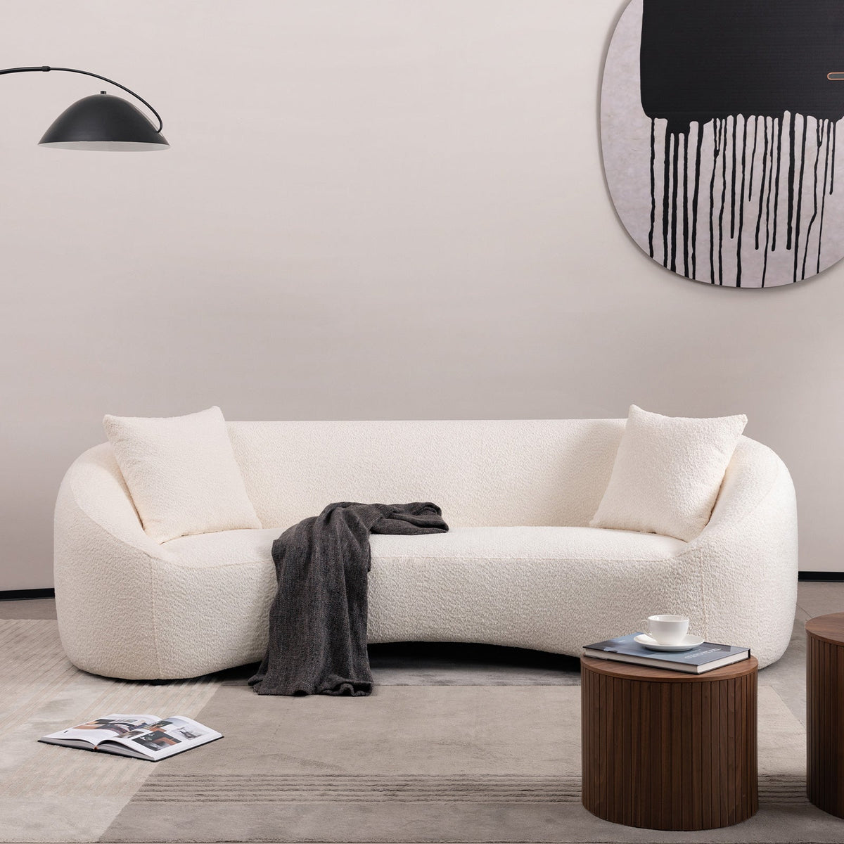 93.31" Minimalist Curved Sofa, 3 Seater