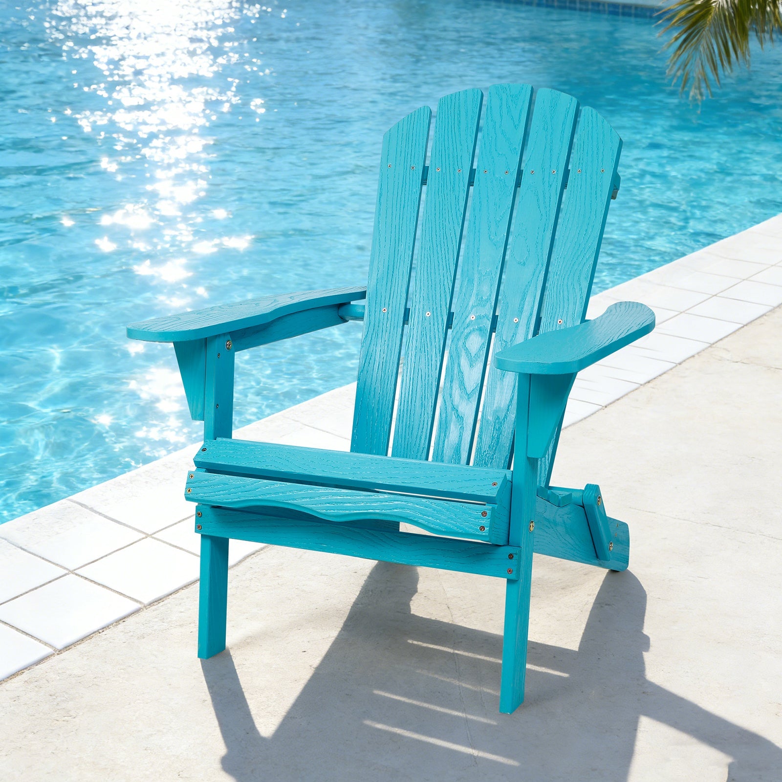 Embossed Wooden Outdoor Folding Adirondack Chair