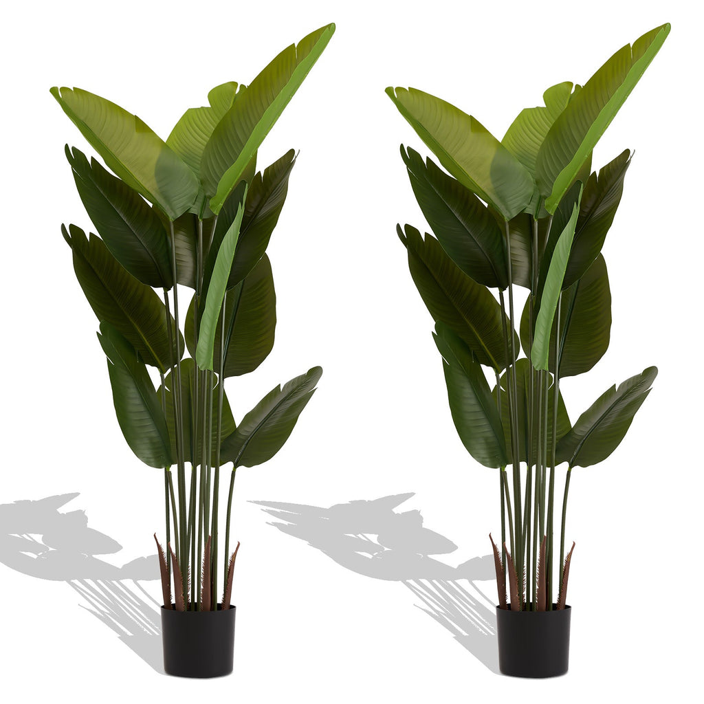 Artificial Bird of Paradise Plant - 5.2ft Tall Faux Tropical Palm Tree