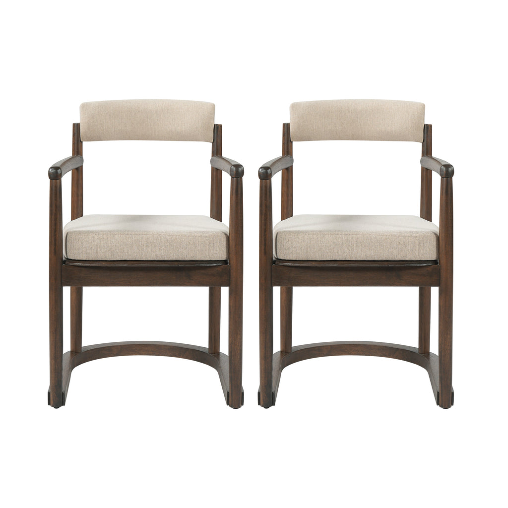 2 Pack Rubberwood Dining Arm Chairs