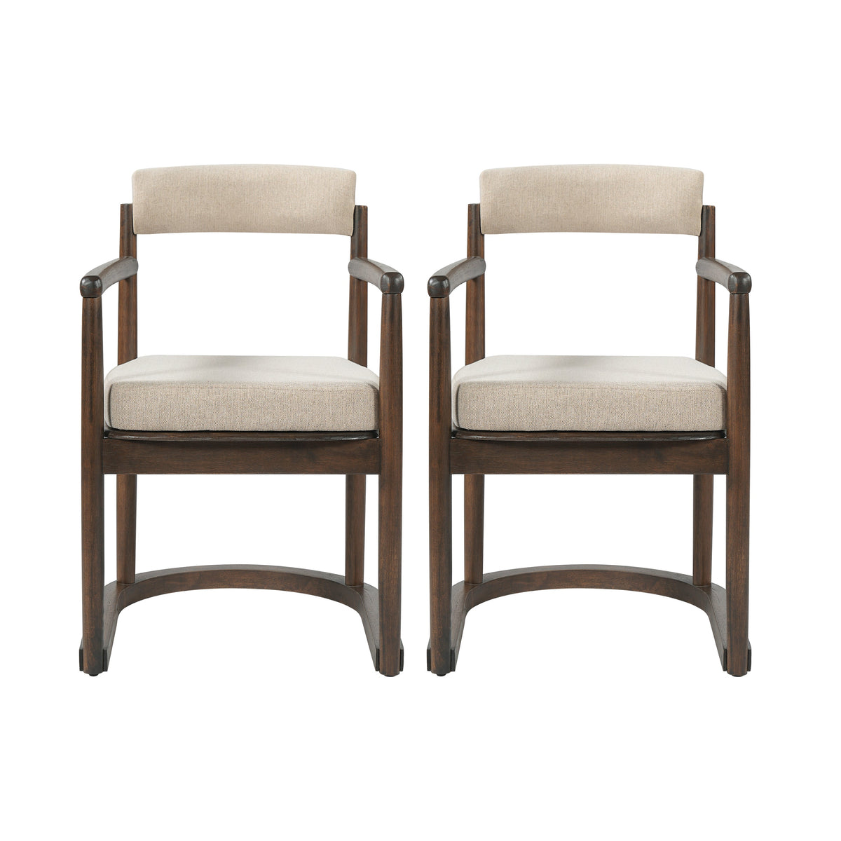 2 Pack Rubberwood Dining Arm Chairs