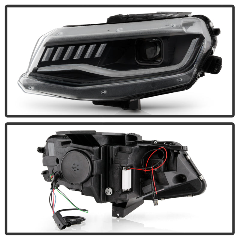 Spyder Chevy Camaro 16-18 Halogen Model Full LED Headlights Black PRO-YD-CCAM16HALAP-SEQ-BK 5087317