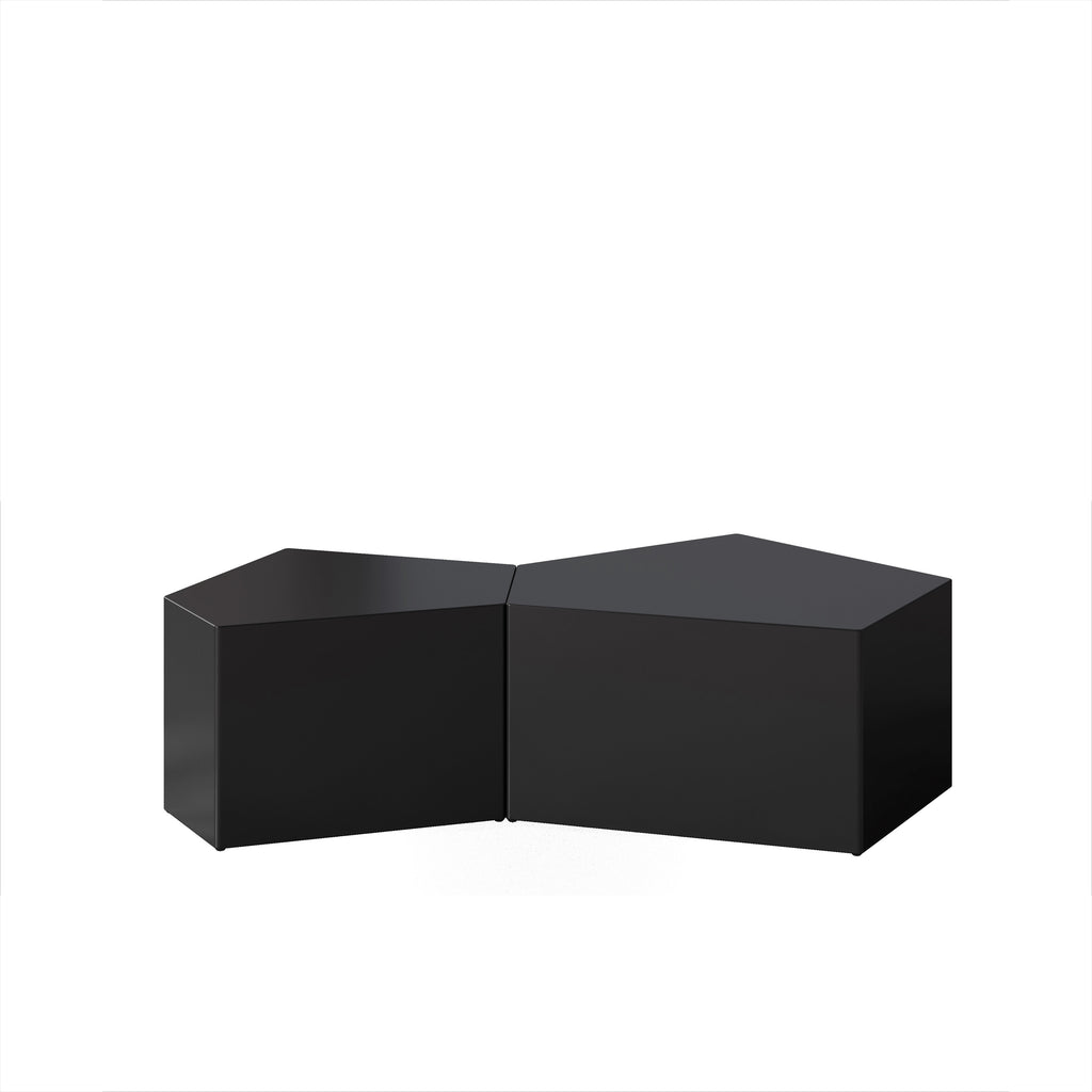 Irregular Pentagon Nesting Coffee Table Set - Black, Set of 2