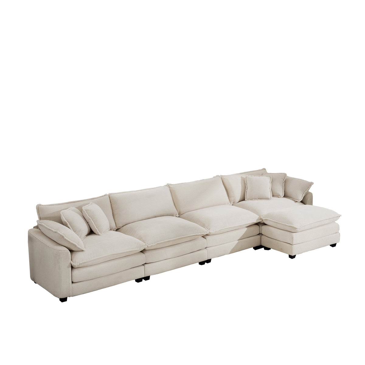 Modular Deep Seat 3-Seat Sofa Couch with Ottoman