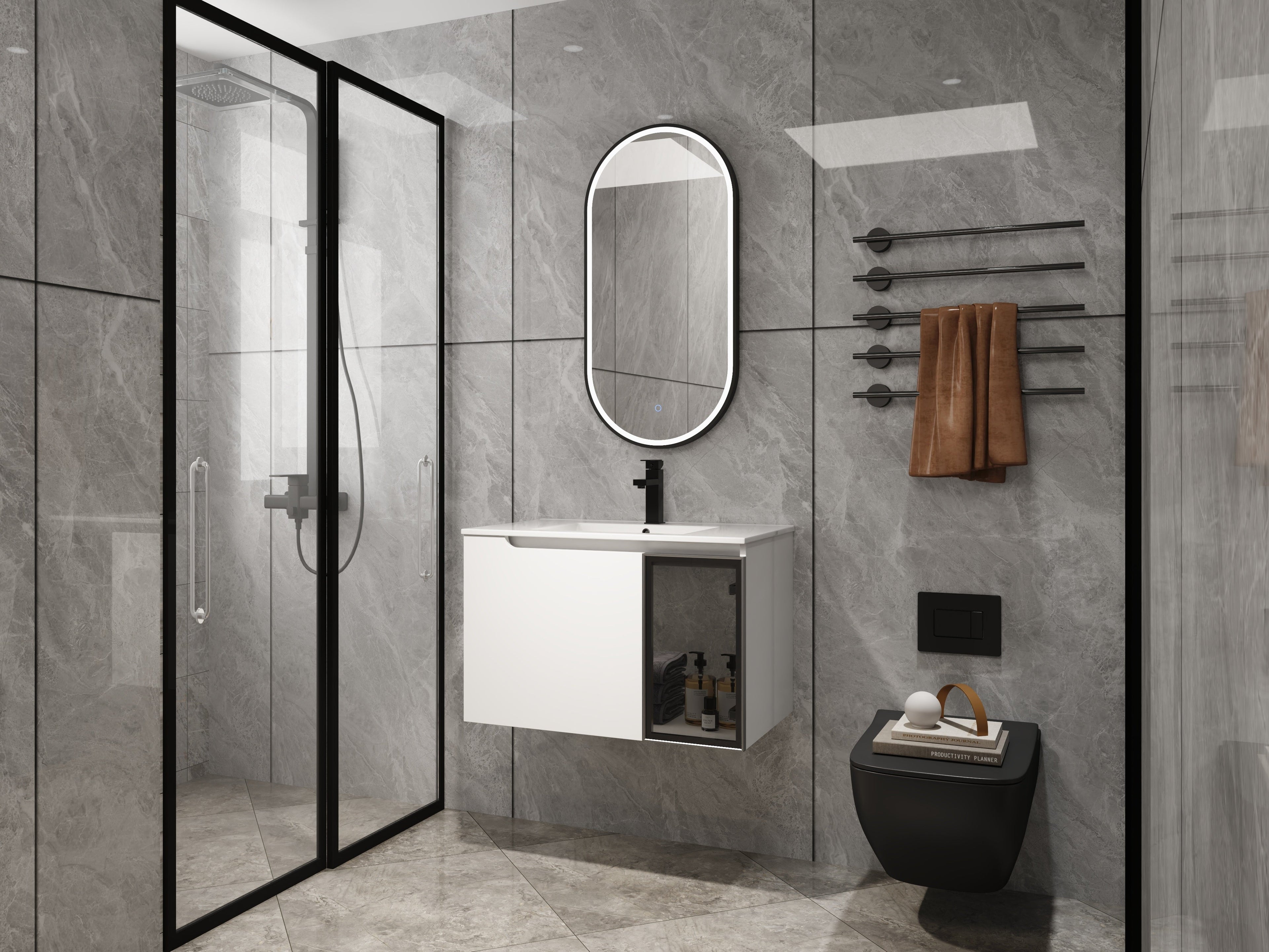 30" Wall-Mounted Bathroom Vanity With Ceramic Sink