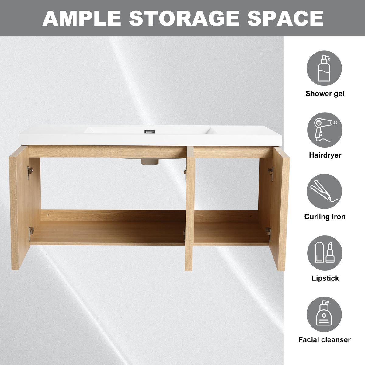 48" Wall-Mounted Bathroom Vanity with Resin Sink