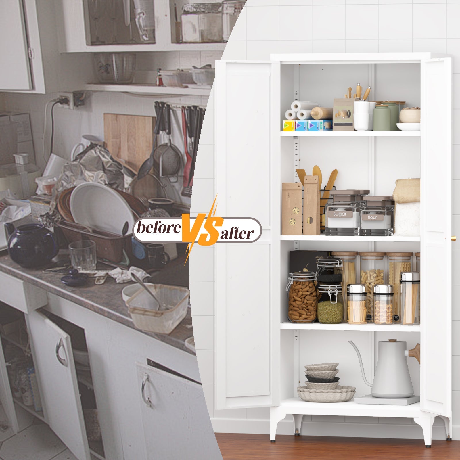 Metal Adjustable 2 Doors Storage Cabinet