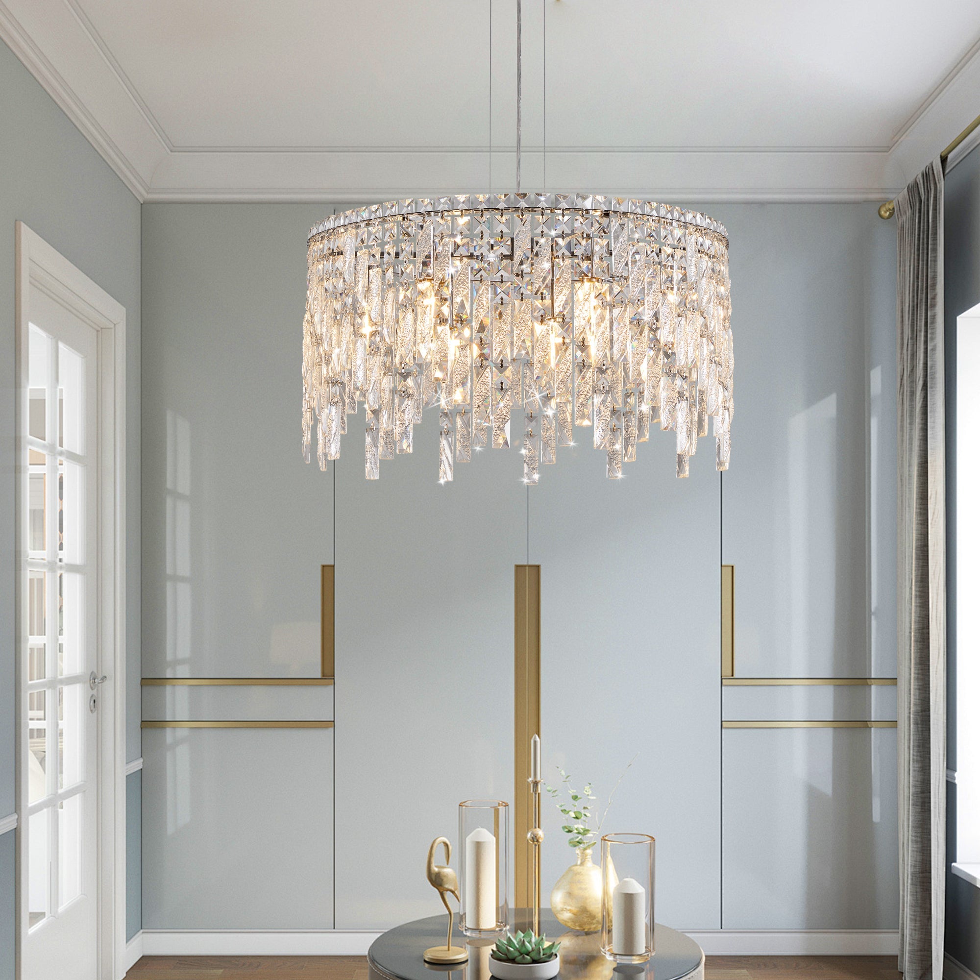 24" Luxurious Round Crystal Chandelier