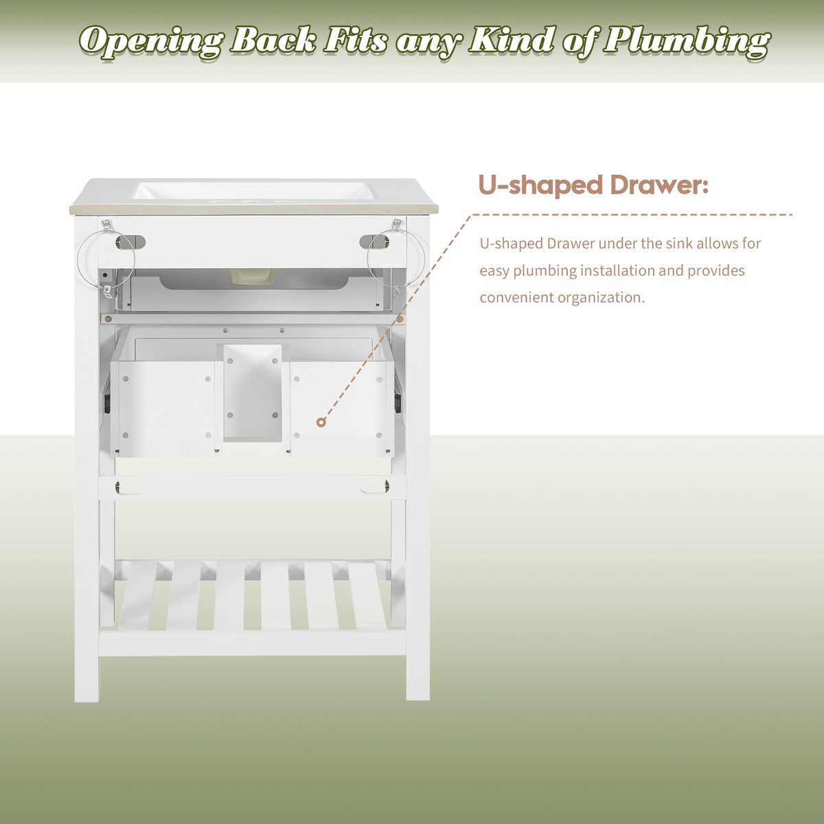 24" Bathroom Vanity with Integrated Ceramic Sink