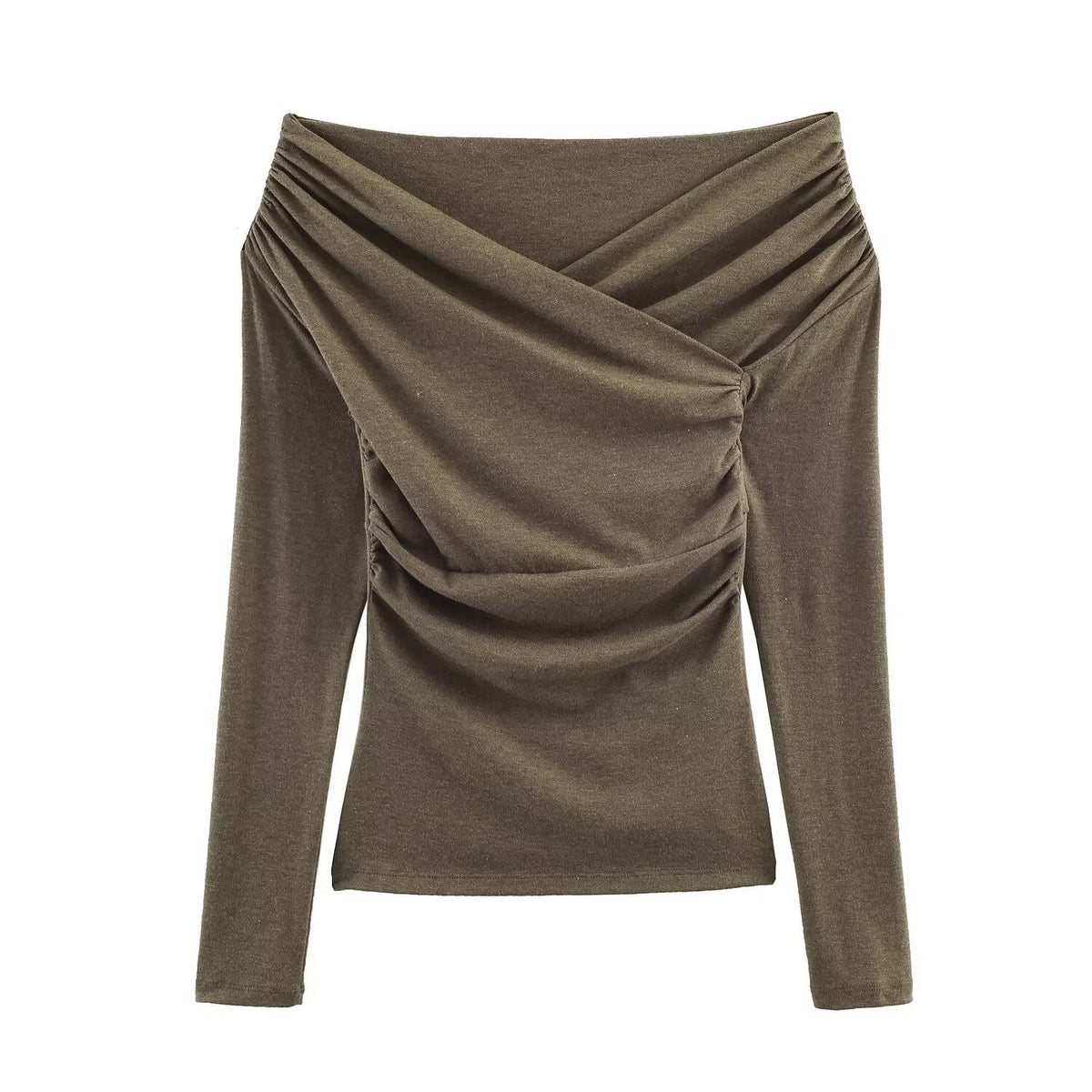 Women's Fashionable All-match Double Pleated Collar Pleated T-shirt Top
