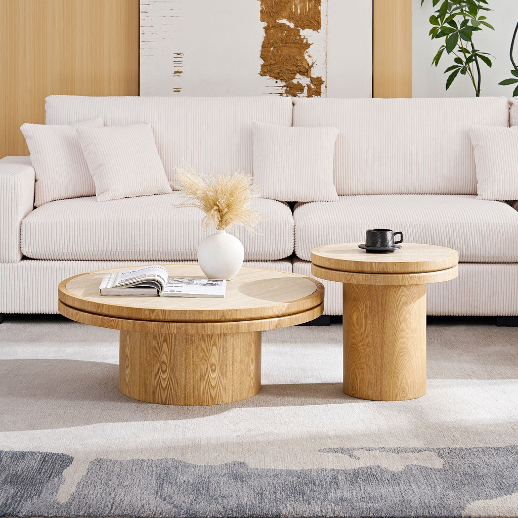 Sintered Stone Coffee Table with MDF Pedestal