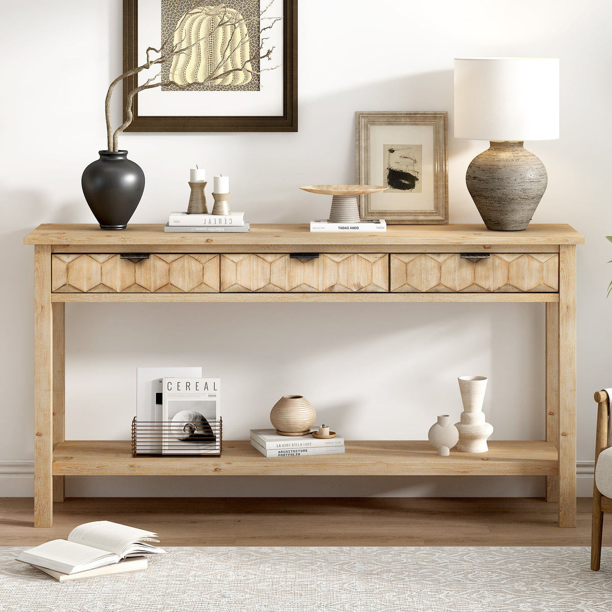 U_Style 58.3'' Fir Veneer Entryway Table
