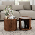 2-Piece Round Coffee Table Set, Modern Nesting Side Tables