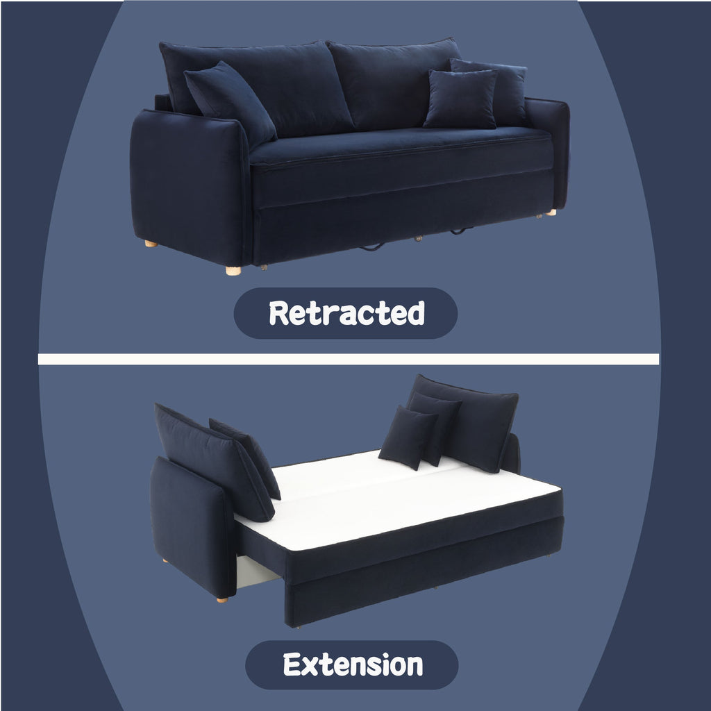 Irina Blue Velvet Sleeper Sectional Sofa