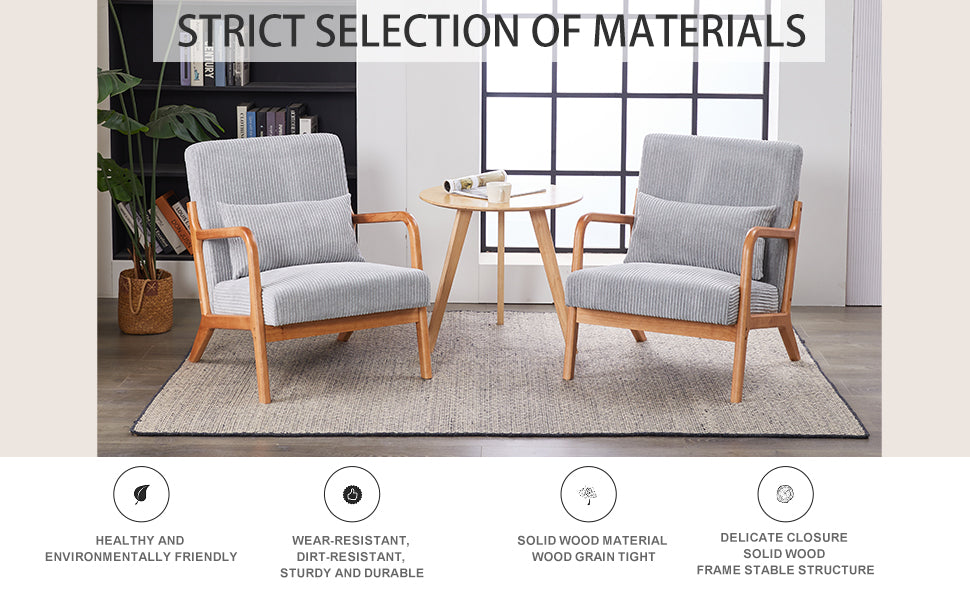 Mid-Century Modern Accent Chair with Solid Wood Frame