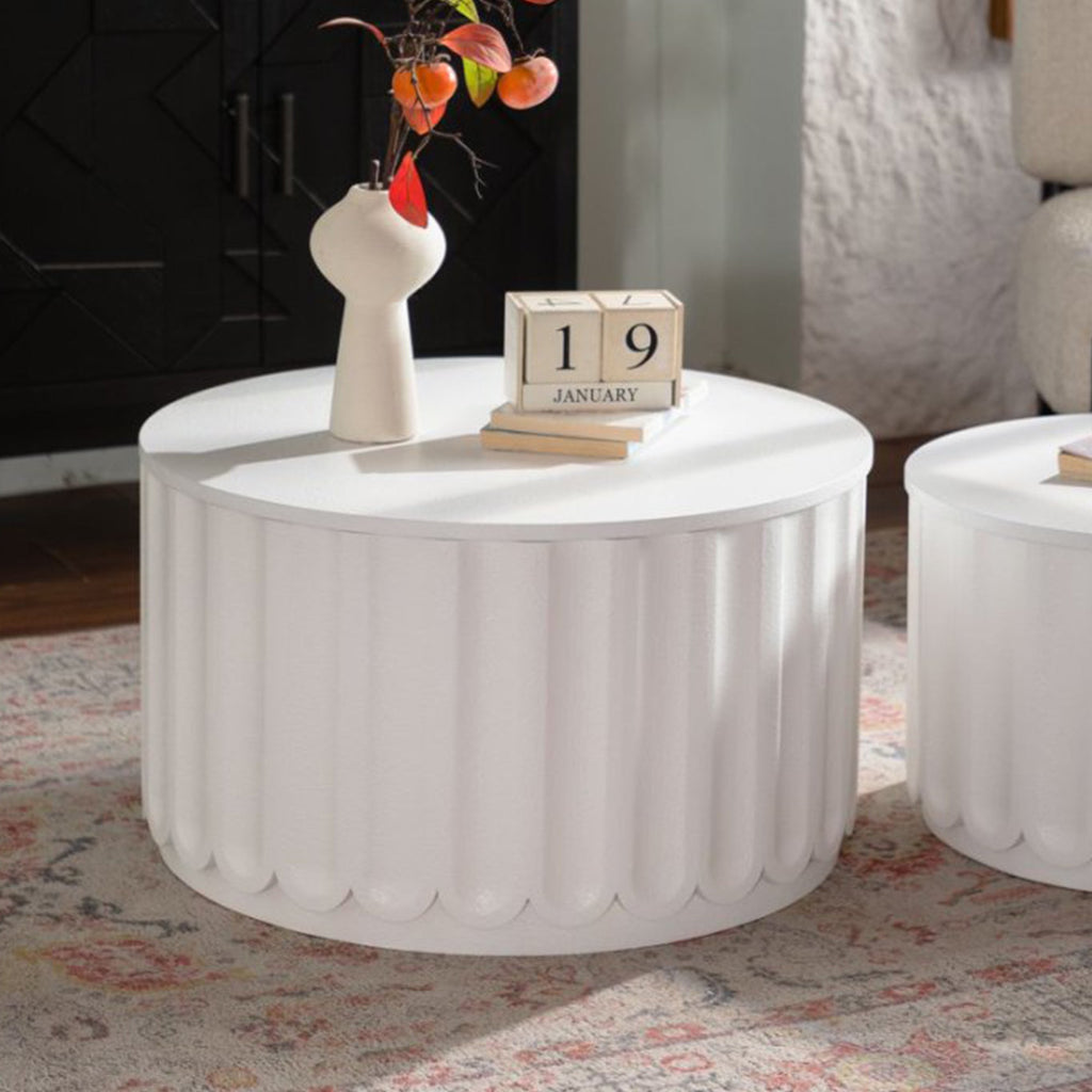 White Round Storage Table Set